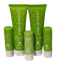 2x Pop-arazzi Hand, Nail, and Cuticle Cream Green Tea Pear 3x Lip Balm PICS