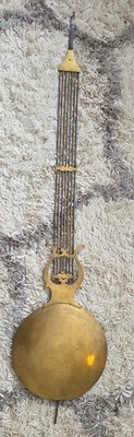 Antique French Morbier Comtoise Clock Pendulum 40'' Lyre Gridiron 9.5'' Brass Bob