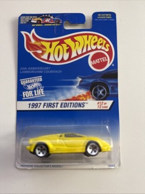 Hot Wheels 1997 First Edition 25th Anniversary Lamborghini Countach in Yellow KG