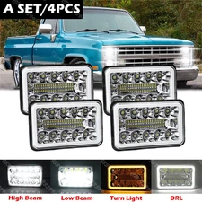 4PCS 4x6 Hi-Lo LED Headlights Fit 1981 1982 1983 1984 1985 1986 Chevy C10 Trucks