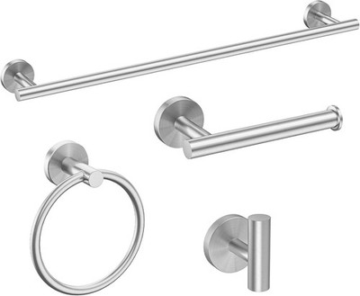 USHOWER 4PCS Bathroom Hardware Set 24''Towel Bar SUS304 Stainless, Brushed Nickel