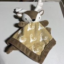 Levtex Baby Deer Lovey Plush Security Blanket Buck Antlers Reindeer Brown 11 in