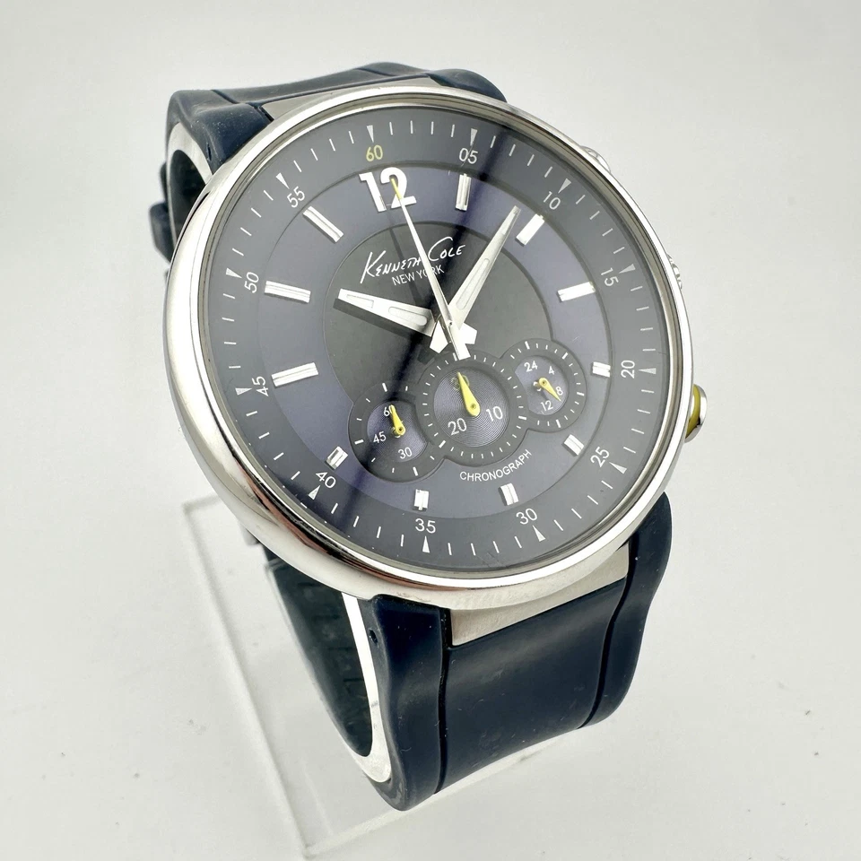Kenneth Cole New York Men KC1647 Chronograph Blue Band 44mm Watch, New Battery - Image 2 of 4