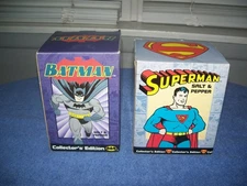 Vintage 1997 Superman & Batman Salt and Pepper Sets - DC Comics Clay Art