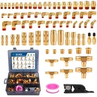 76pcs Brass DOT Air Brake Line Fitting Assortment 1/8" 1/4" 3/8" Push to Connect