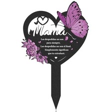 Memorial Mother Grave Stakes - Metal Spanish Cemetery Markers Decorations Mama