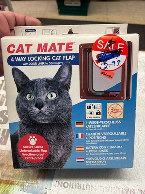 CAT MATE  4 Way Locking Cat Flap with Door Liner, Brown