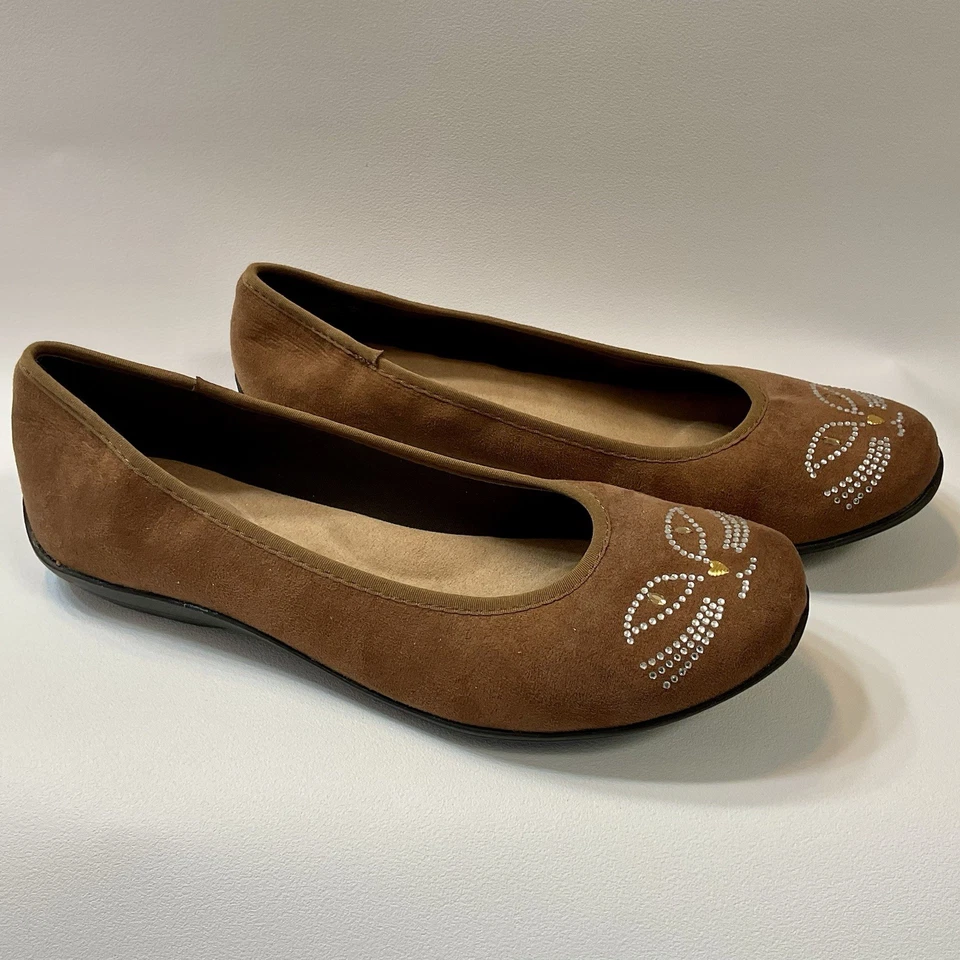 Zapatos para mujer Kittycat estilo suave talla 8,5 M bronceados espuma viscoelástica sin cordones planos Foto 2 de 4