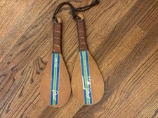 Jokari Pro Set Wood Racquet Ball Paddles Kyle Rote Jr Vintage 1970's