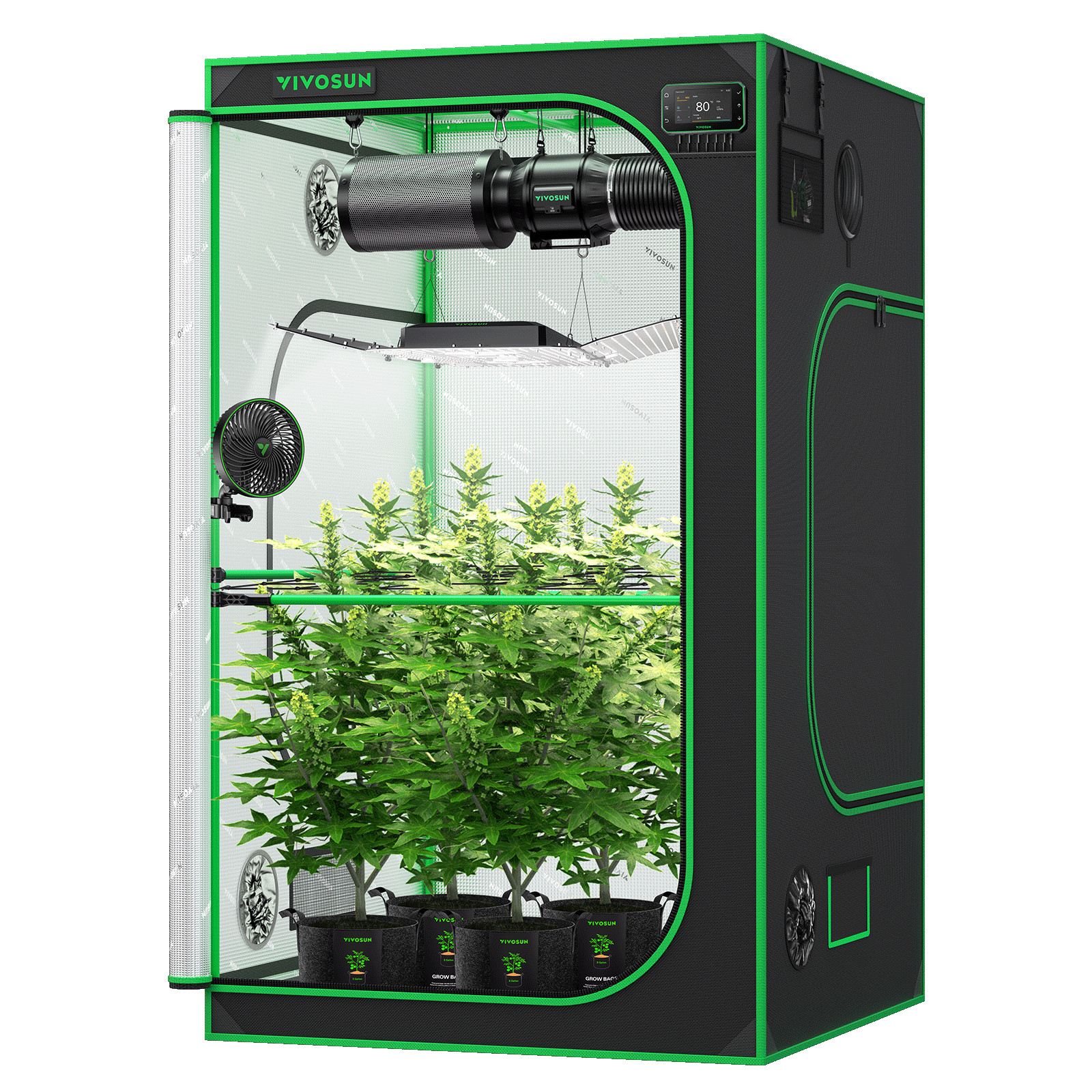 VIVOSUN 4x4FT E42A+ PRO Grow Tent Kit w/ Aerolight AW400SE & T6 Ventilation Kit