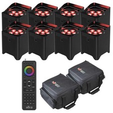 Chauvet DJ Freedom Par T6 LED Uplights Eight Pack with Remote