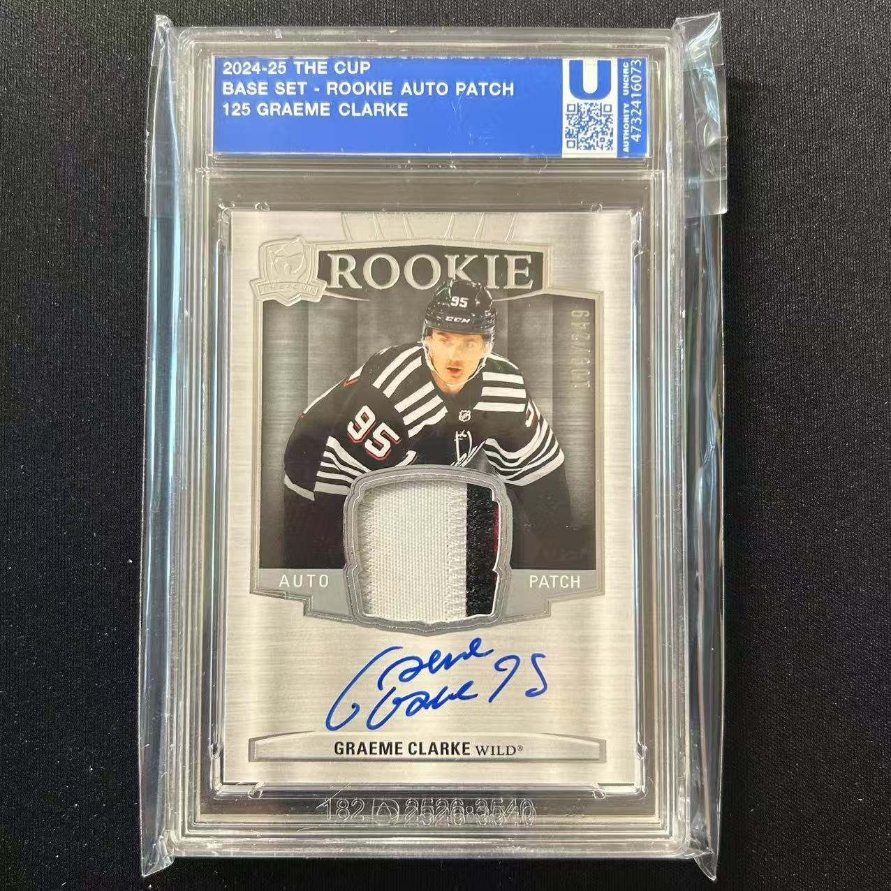 🔌IU 2024-25 UD THE CUP HOCKEY ROOKIE AUTO PATCH /249 RC GRAEME CLARKE #125