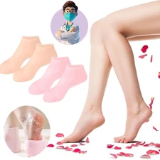 2 Pair Full Length Silicone Gel Moisturizing Socks Foot Care Protector Free Ship