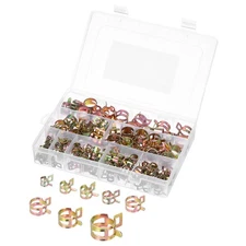 160 Pcs Fuel Line Clamps Spring Band Hose Clamps 8 Size 6-17mm , Yellow