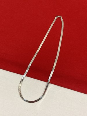 Vintage SU ITALY 925 Sterlingsilber flache 4 mm Fischgrät Kette Halskette 18 Zoll