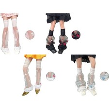 Women Leg Warmers Party Long Socks Thigh High Leg Sleeves Sheer Flared Socks