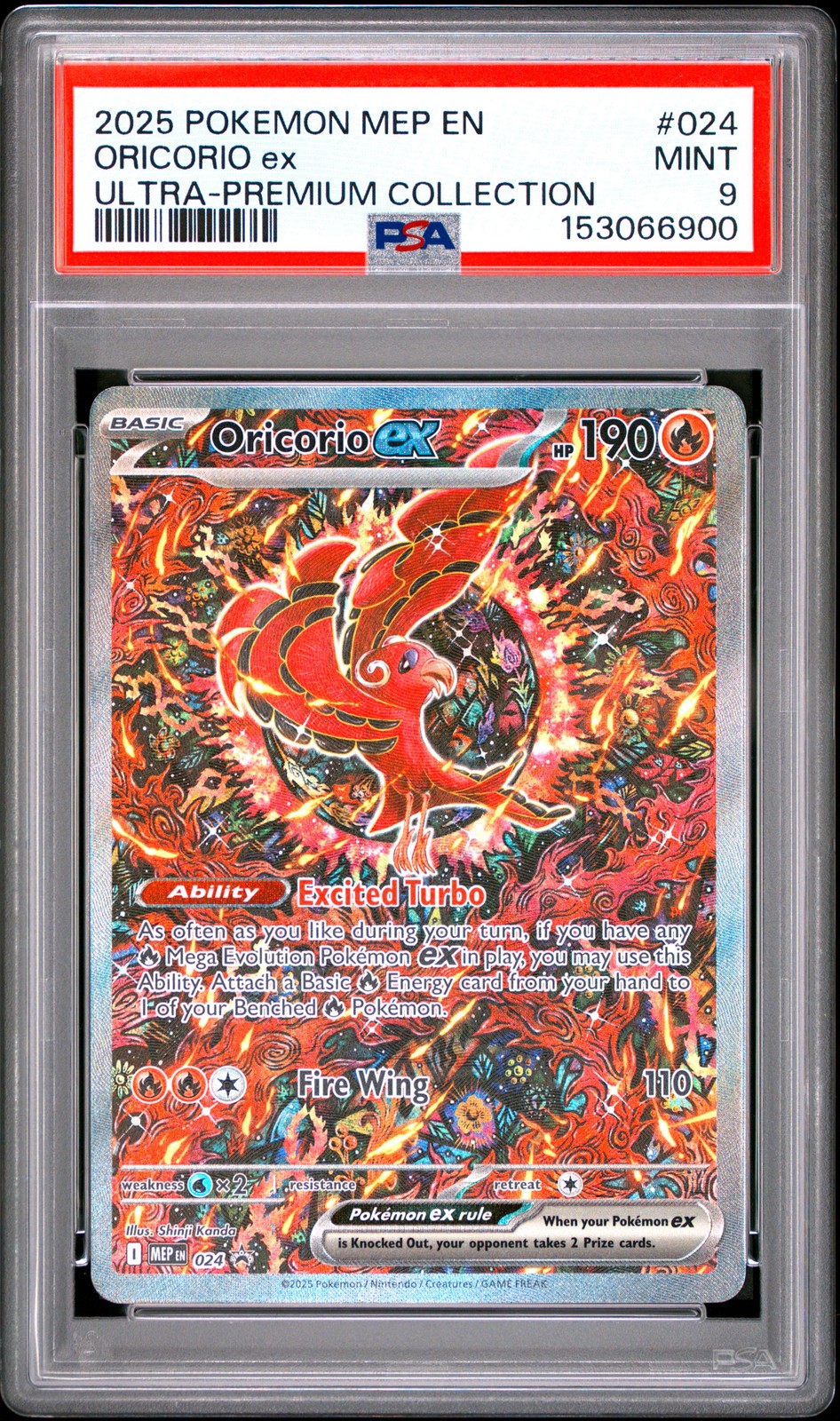 2025 POKEMON MEP EN-ME BLACK STAR PROMO #024 ORICORIO EX PSA 9