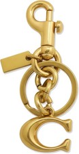 Initial Letter Bubble Gold Tone Bag Charm Keychain for Purse Accessory