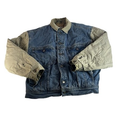Levi's Herren Denim Bomberjacke Varsity Style gesteppt gefüttert Knopfleiste Größe M