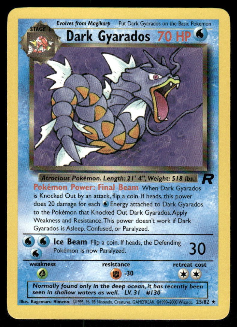 Pokemon Cards Dark Gyarados 25/82 UNLIMITED Team Rocket WOTC Rare NM