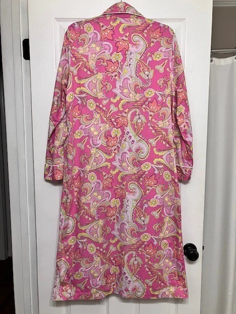 Ralph Lauren Floral 100% Algodón Mujer Bata Larga Pequeña Rosa Amarillo Foto 2 de 4