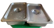 (2) Full Pan 4in S/S With Covers Stainless Steel Kitchen Commercial Equipment