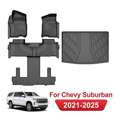 Floor Mats+Trunk Mat TPE Cargo Liner For  2021-2025 Chevy Suburban/GMC Yukon XL