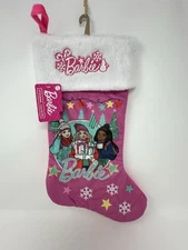 Ruz Barbie 19" Hanging Christmas Stocking Mattel Pink Barbie Characters