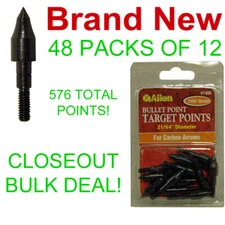 CLOSEOUT! 48 NEW 12-PKS ALLEN BULLET TARGET ARROW FIELD POINTS,100 GRAIN,21/64"
