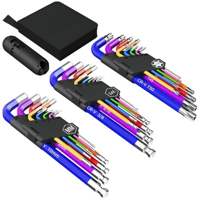 27 PCS Hex Key Set Color-Coded Chrome Vanadium Steel Ideal for DIY Repairs of...