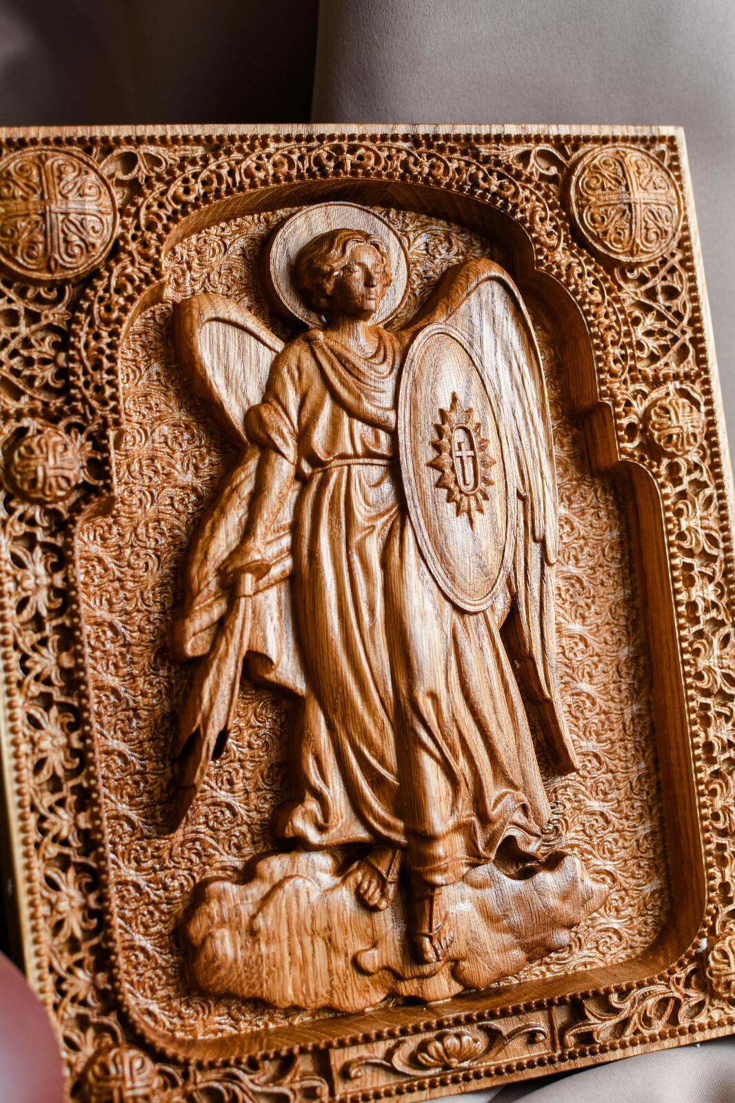 Modern catolic wall wood art Archangel Michael 6 x 7" christian decor ...