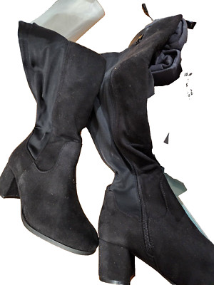 DREAM PAIRS Women's Chunky Heel Knee High & Up Boots Black , SIZE 7