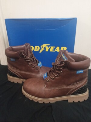 Goodyear Maverik Steel Toe Work Boots Brown Slip Resistant Men's Size 8
