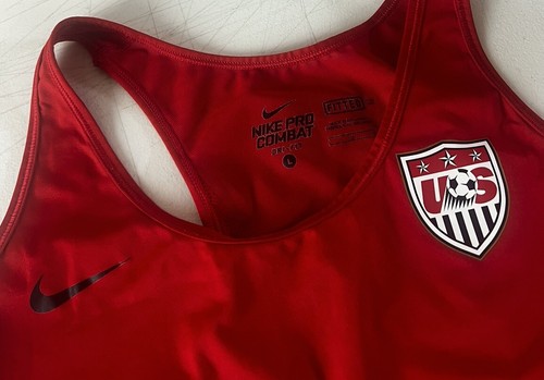 Nike Dri-Fit Pro Combat Fitted US Soccer Tank Top Women's Size XL Red Run Active - Picture 2 of 3