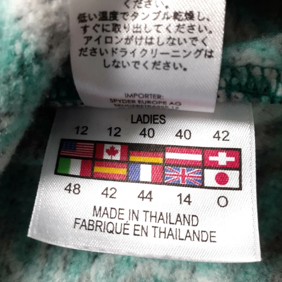 Suéter Spyder Para Mujer Alpine Chic 1/2 Cremallera Verde Blanco Negro Talla 12 Foto 3 de 4