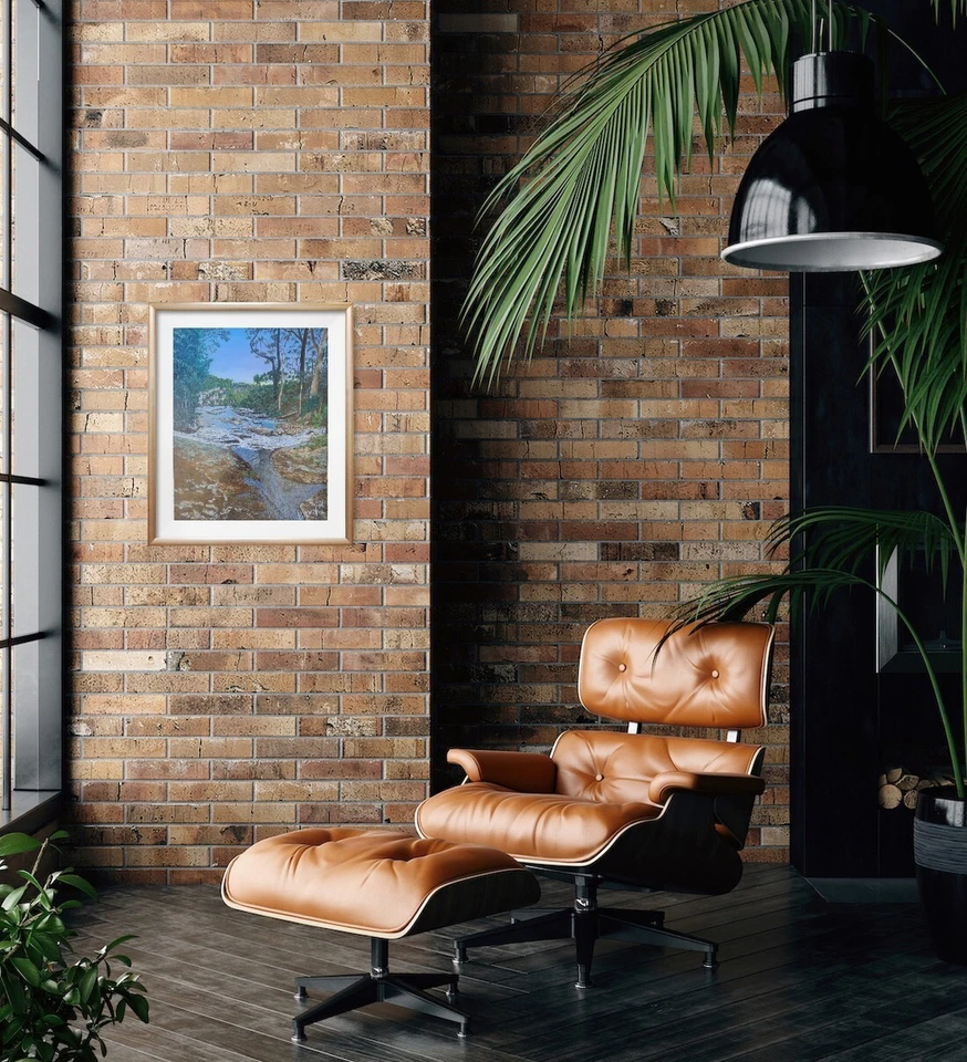 Impresión de póster de Mountain Range Rocks Waterfall A3 de obras de arte originales de Baxy71Art Foto 3 de 4