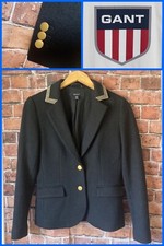 Gant : Women’s Tailored Gold Button Navy Wool Mix Blazer Jacket : U.k. 10