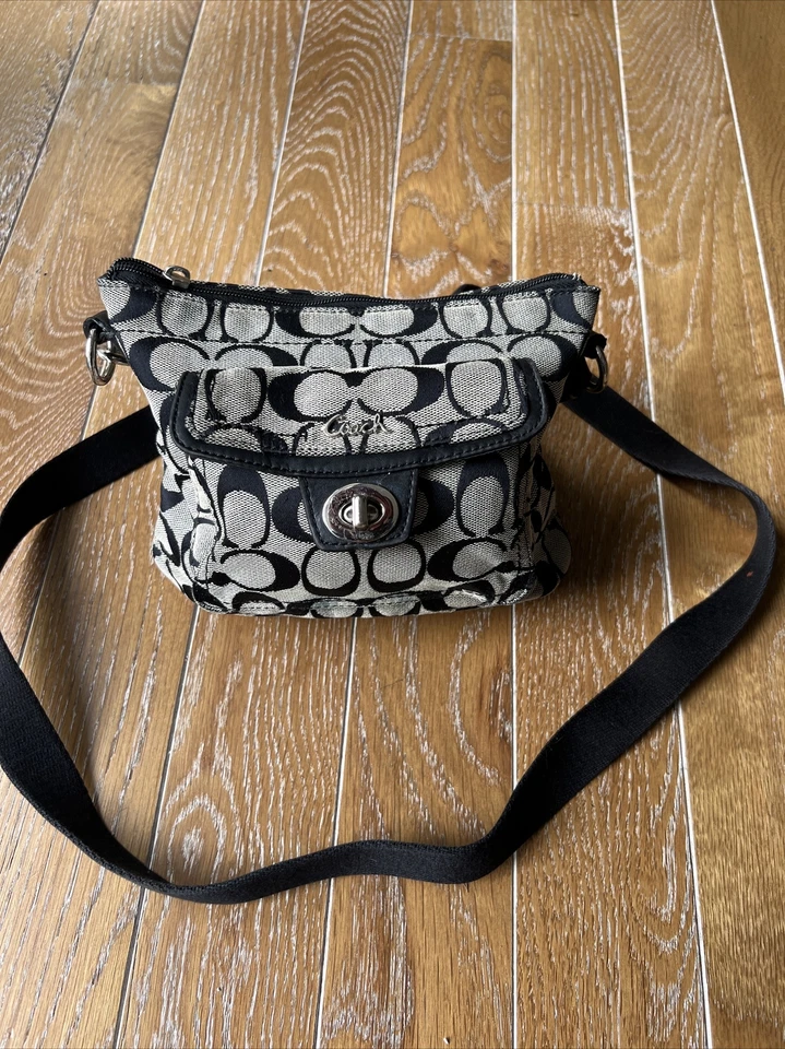 Bolso Bandolera COACH De Colección Cuero Marrón Y Tostado Logo Cartera de Hombro Foto 4 de 4