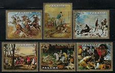 Panama - 1967 6v. CTO NH Hunting Paintings Horses Dogs Art Artist