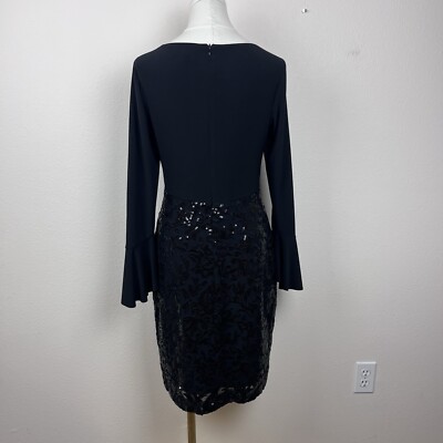 ralph lauren evening dresses black Lauren Ralph Lauren Dress Womens Six Sheath V Neck Sequins Party Cocktail  Black