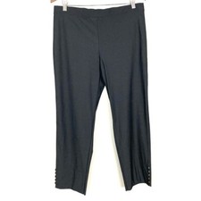 IC by Connie K Button Hem Crop Pants Women s Size L Pull On Smooth Knit Black