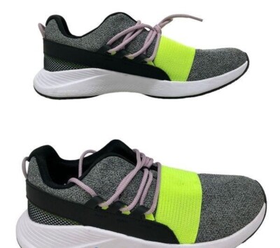 Under Armour Women's Gray/Black Charged Breathe Lace Up Sneakers Size 