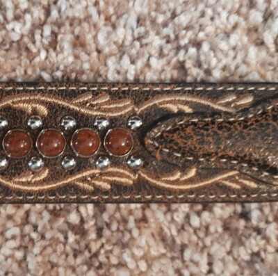 Medium Noone Leather Brown Western Studded Embroidered Brown  display picture 1