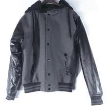 La Gate Collection Hooded Jacket Size Mens Medium Gray Black