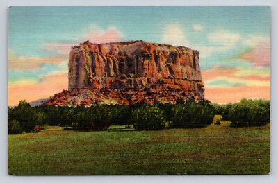 Mesa Encantada Enchanted Mesa New Mexico Vintage Linen Postcard colored Acoma