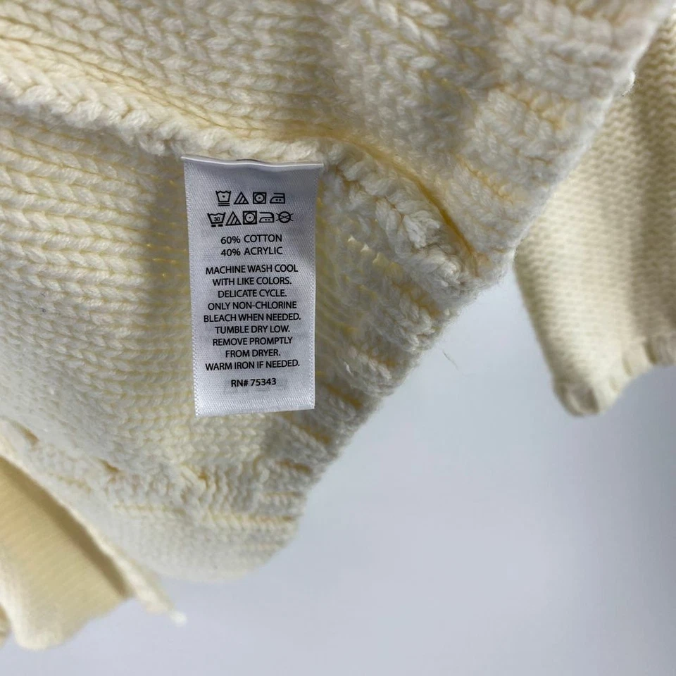 Cárdigan Suéter Max Studio Niñas Grande (14) Crema Marfil Frente Abierto Pointelle Foto 4 de 4