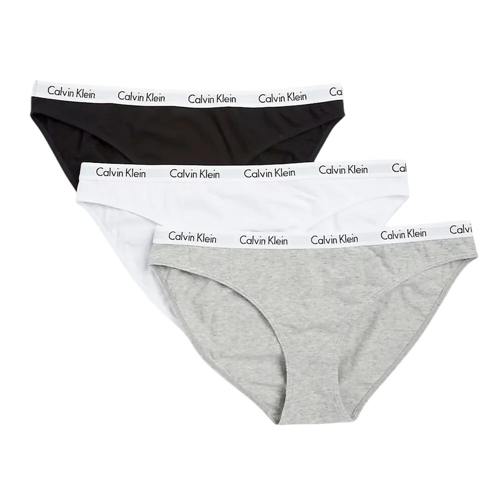 Calvin Klein Womens Carousel 3-pack Bikini Panties Black White 
