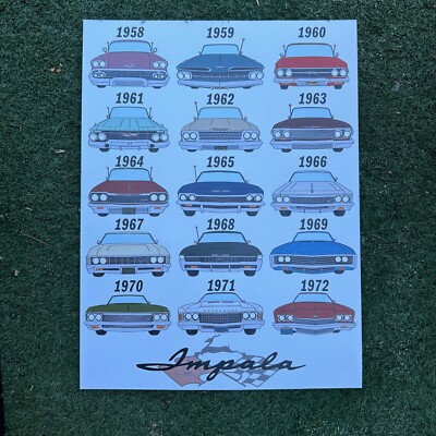 Chevy Impala Front End Illustration Print - 1958-1972 Chevrolet