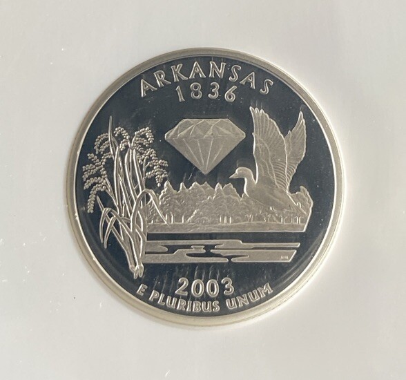 2003 S Silver 25c Arkansas State Quarter NGC PF 69 Ultra Cameo