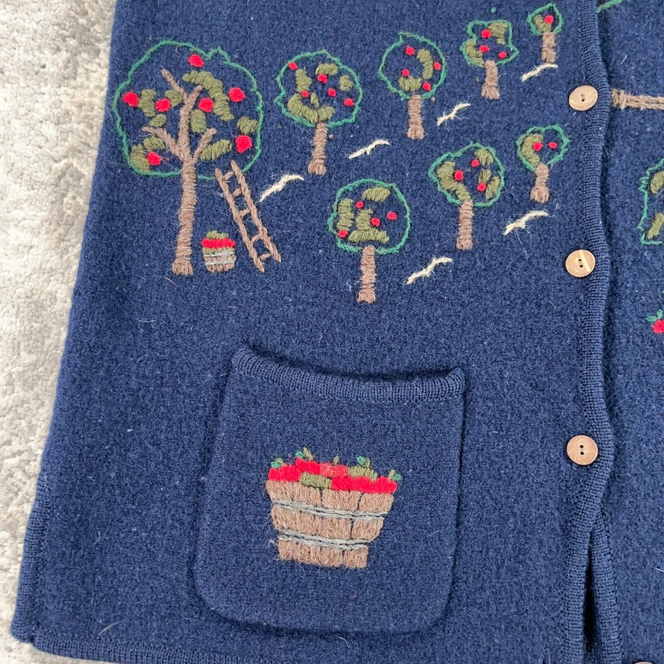 Chaleco Woolrich Vintage Mujer Grande Azul Lana Otoño Escuela Profesor Bordado Años 90 Foto 3 de 4